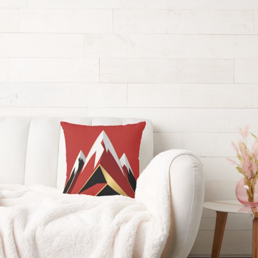 Abstract Mountain Range Red Black Gold クッション (ソファ)