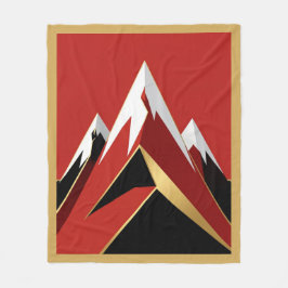 Abstract Mountain Range Red Black Gold フリースブランケット