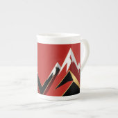 Abstract Mountain Range Red Black Gold ボーンチャイナマグカップ (正面右)