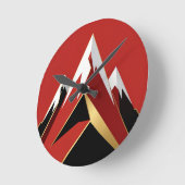 Abstract Mountain Range Red Black Gold ラウンド壁時計 (傾斜)
