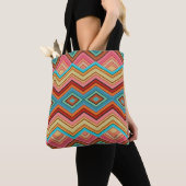 Abstract Multi-Color Zig Zag Stripes Tote トートバッグ (クローズアップ)