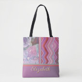 Abstract Multi-Color Zig Zag Stripes Tote Bag トートバッグ (正面)