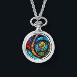 Abstract Multicolored stainglass watch necklace  腕時計<br><div class="desc">An original abstract stainglass ai artwork</div>