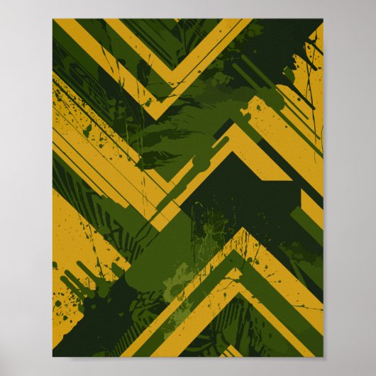 Abstract Mustard Strikes on Deep Green background ポスター (正面)