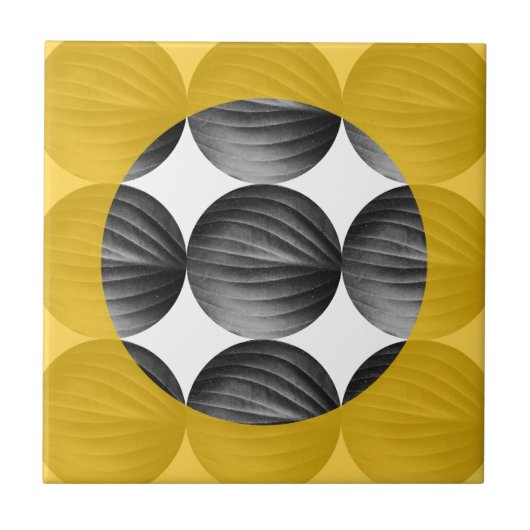 Abstract Mustard Yellow and Grey タイル (正面)