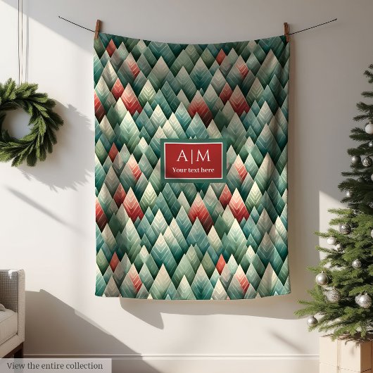 Abstract muted colors Christmas trees blanket フリースブランケット