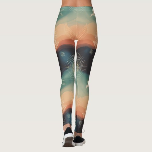 Abstract Nature: Minimalist Lotus & Bird Design レギンス (裏面)