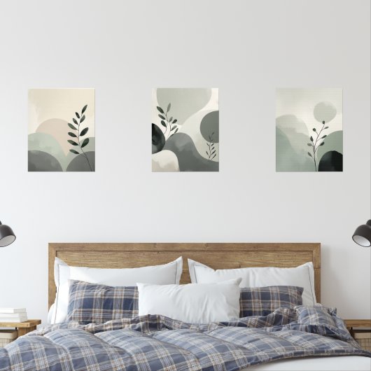 Abstract Nature Plant Minimalist Wall Art Set (寝室)