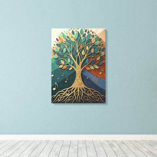 Abstract Nature Symphony Tree of Music Canvas Wall キャンバスプリント (インサイチュ (ウッドフロア))