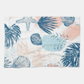 Abstract Nautical Beach Blue Peach Distressed (1) キッチンタオル (横)