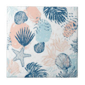 Abstract Nautical Beach Blue Peach Distressed (1) タイル (正面)