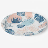 Abstract Nautical Beach Blue Peach Distressed (1) ペーパープレート (アングル)