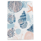 Abstract Nautical Beach Blue Peach Distressed (1) ミディアムペーパーバッグ (正面)