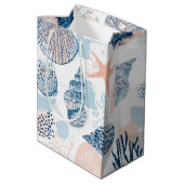 Abstract Nautical Beach Blue Peach Distressed (1) ミディアムペーパーバッグ (裏面アングル)