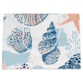 Abstract Nautical Beach Blue Peach Distressed (1) ラージペーパーバッグ (正面)