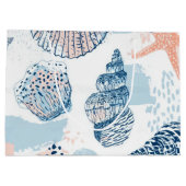Abstract Nautical Beach Blue Peach Distressed (1) ラージペーパーバッグ (裏面)