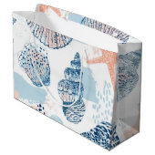 Abstract Nautical Beach Blue Peach Distressed (1) ラージペーパーバッグ (裏面アングル)