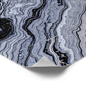Abstract Navy Blue Grey Marble Stone vein Texture ポスター (角)