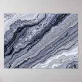 Abstract Navy Blue Grey Marble Stone vein Texture ポスター (正面)