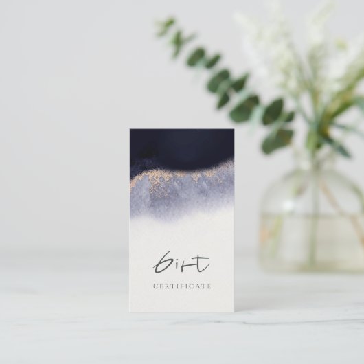 Abstract Navy Gold Watercolor Gift Certificate 名刺 (スタンド正面)