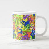 Abstract Neon Doodle Maze Pattern ジャンボコーヒーマグカップ (右)