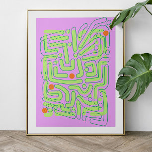 Abstract Neon Doodles ポスター