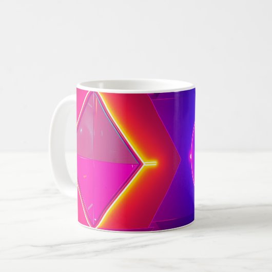 Abstract Neon Geometric Mug-Modern Bold Neon Shape コーヒーマグカップ (正面左)
