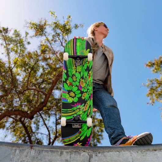 Abstract Neon Green Flowers Dd Brand Skateboard スケートボード (室外1)