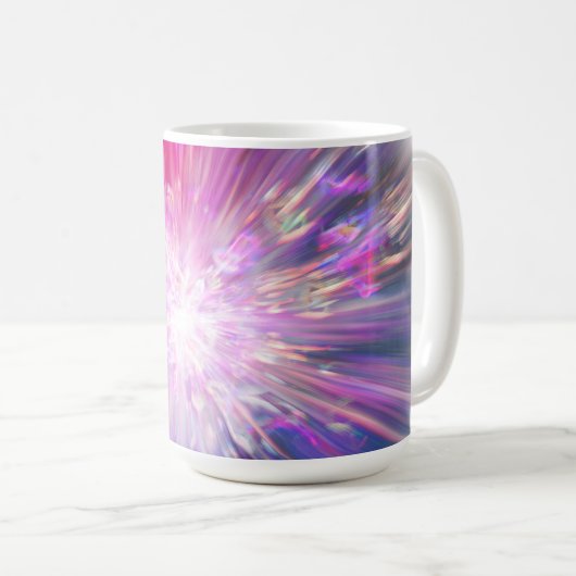 Abstract Neon Pink and Blue Energy Blast Graphic コーヒーマグカップ (正面右)