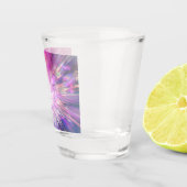 Abstract Neon Pink and Blue Energy Blast Graphic ショットグラス (右)