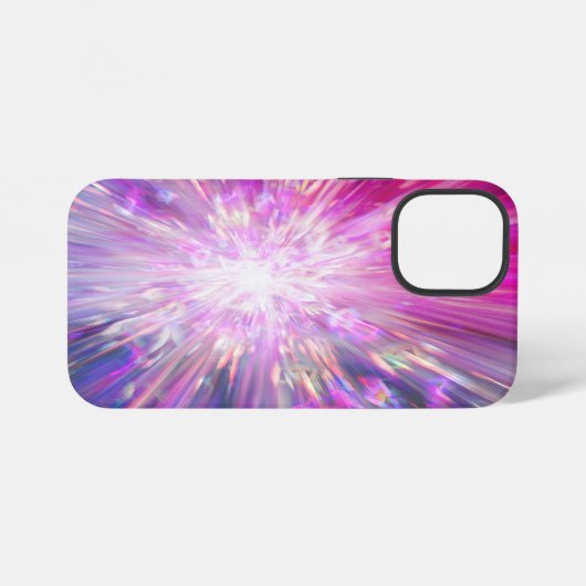Abstract Neon Pink and Blue Energy Blast Graphic iPhoneケース (裏面横)