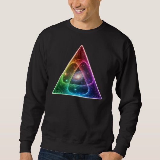 Abstract Neon Rainbow Triangle Geometric Prism Art スウェットシャツ (正面)