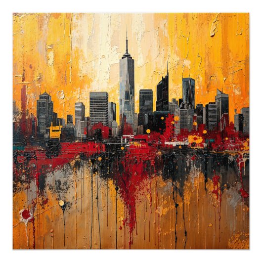 Abstract New York City Skyline フォトプリント (正面)