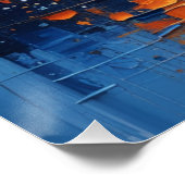 Abstract Night Skyline Impasto Poster ポスター (コーナー)