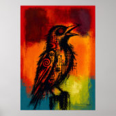 Abstract Nightingale in Color Fields Expressionist ポスター (正面)