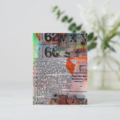 Abstract Numbers Letters Grunge collage  ポストカード (スタンド正面)