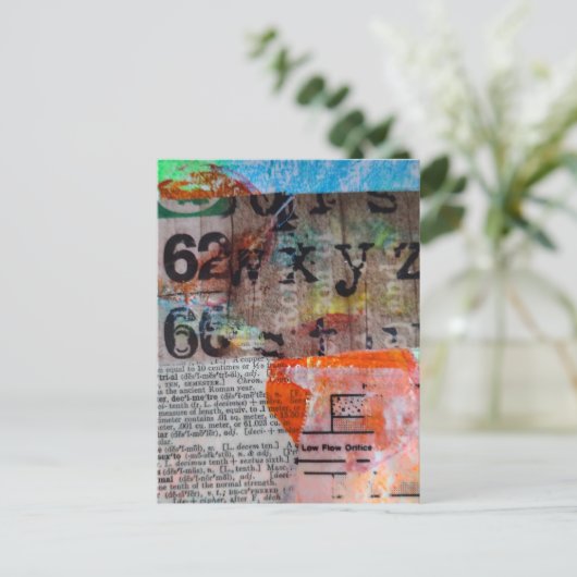 Abstract Numbers Letters Grunge collage  ポストカード (スタンド正面)