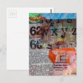 Abstract Numbers Letters Grunge collage  ポストカード (正面/裏面)