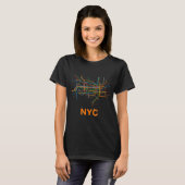 Abstract Nyc Subway Lines Minimalist New York Desi Tシャツ (正面フル)