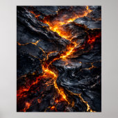 Abstract Obsidian Lava Flow Fire Art Poster ポスター (正面)