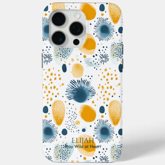 Abstract Ocean Bloom - Navy and Mustard Sea Case-Mate iPhoneケース (裏面)