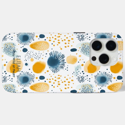 Abstract Ocean Bloom  - Navy and Mustard Sea  Case-Mate iPhoneケース (裏面 (横))