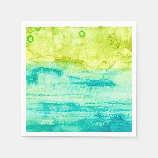 Abstract Ocean Watercolor スタンダードカクテルナプキン (正面)