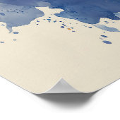 Abstract Ocean Wave Liquid Art Blue Gold Fluid  ポスター (角)