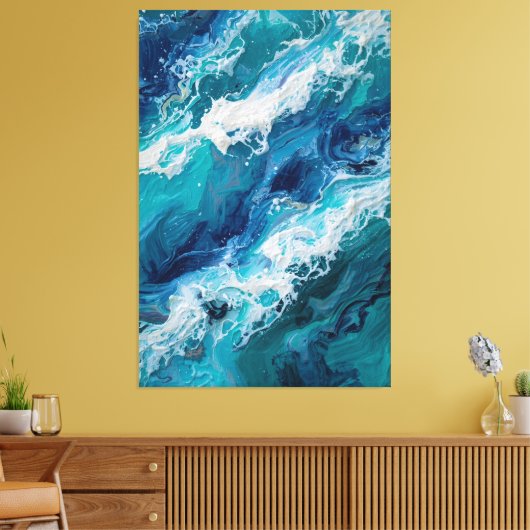 Abstract Ocean Wave Texture Canvas Print キャンバスプリント (インサイチュ (リビング))