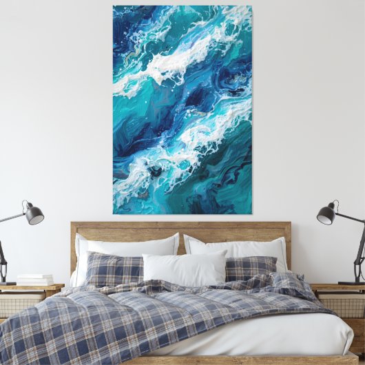 Abstract Ocean Wave Texture Canvas Print キャンバスプリント (インサイチュ (寝室))
