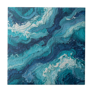 Abstract Ocean Wave Texture Ceramic Tile タイル