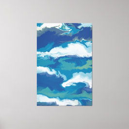 Abstract Ocean Waves in a Stormy Sky – Marbled キャンバスプリント