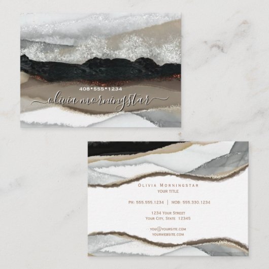 Abstract Ocean Waves in Earthtones 名刺 (正面/裏面)