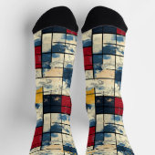 Abstract Oceanic Socks Retro Geometric Wave Design ソックス (上部)